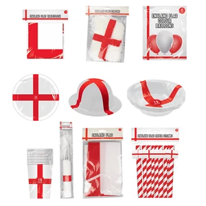 England St George Paper Plates Cups Bunting Flags World Cup Football Tableware - Picture 1 of 25