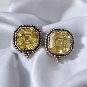 Pendientes Judith Ripka Plata de Ley 925 18k Amarillo Canario Estate Ascher *Raros - Imagen 1 de 4