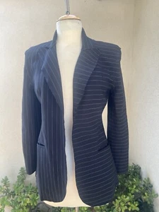Norma Kamali Avantgarde Blazer Jacke schwarz gestreift Stretch Gr. 4 - Bild 1 von 13