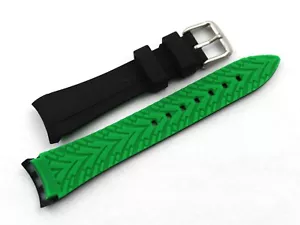 Watch Strap Silicone Black Green 20/18mm Accessories Replacement Sport New - Picture 1 of 5