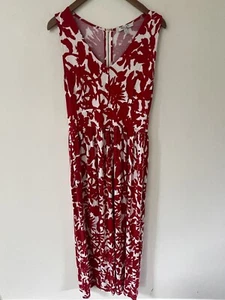 Milly For Design Nation Damen Kleid Größe L Rot Weiß Ärmellos Maxi Blumen - Bild 1 von 14