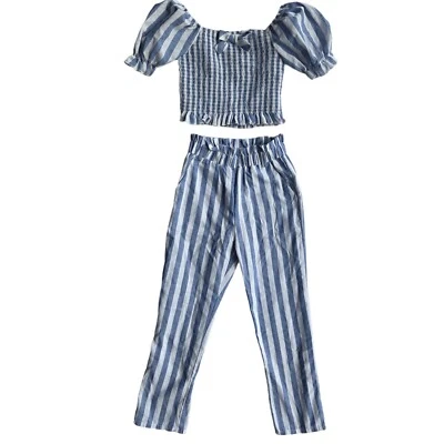 Kids Pajama Set Full Outfit Three Piece Set Striped And Adorable  - Image 1 of 4