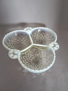 Vintage Anchor Hocking Moonstone Opalescent Hobnail 3 Section Divided Dish - Picture 1 of 5