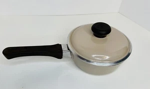 Vtg MCM Club Cookware Aluminum Pot Almond Tan Brown 1Qt 6 3/4"Dia. Saucepan - Picture 1 of 10