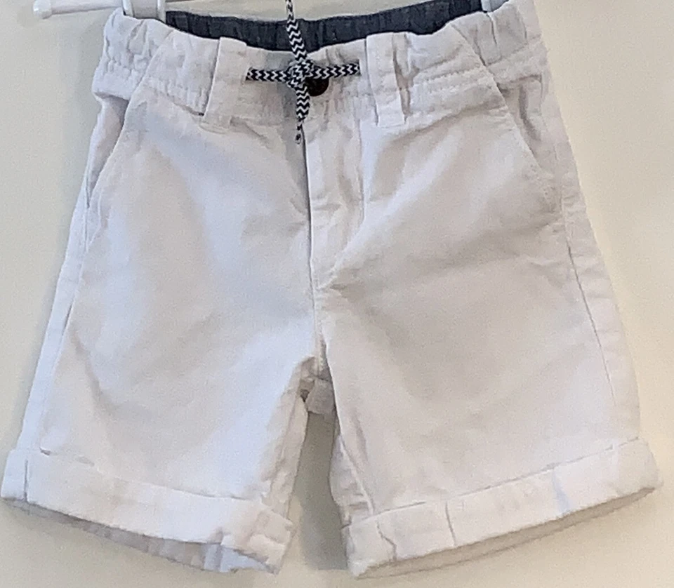 Pantalones Cortos Gymboree Bebé Niña 12-18M Blanco Mezcla de Lino Cintura Ajustable Corbata Frontal Foto 1 de 4