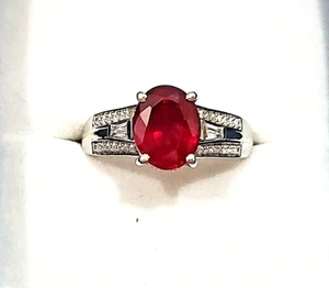 Niassa Ruby & Natural Zircon ring in Platinum over 925 SS sz 8 4.15 tcw - Picture 1 of 5