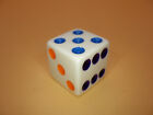 16mm D6 (Six Sided) Polyhedral Die White with Rainbow Colors Dice - PER EACH