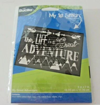 Plaid Bucilla My 1st Stitch Counted Cross Stitch Life Is A Great Adventure - Image 1 of 3