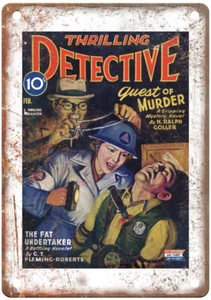 1944 Pulp Cover Thrilling Detective v50 n02 insegna metallo look retrò J1751 - Foto 1 di 2