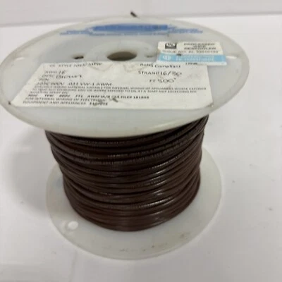 500' 18AWG многожильный провод Alpha 1015 BR001 коричневый ПВХ 600 В НОВЫЙ - Изображение 1 из 2