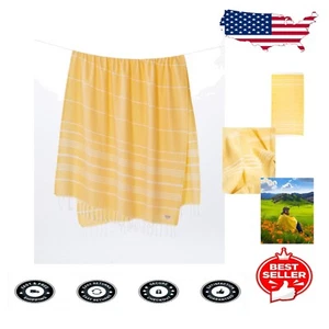 Fast Drying Large Turkish Cotton Beach Towel - Perfect for Travel & Gifts - Picture 1 of 9