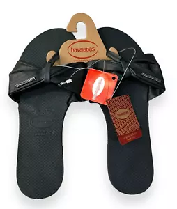 Havaianas You St. Tropez Classic Sandals Flip Flops Black Women's 7/8 - Picture 1 of 5