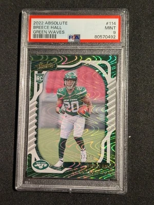 2022 Panini Absolute Football Green Waves /50 Breece Hall Rookie PSA 9 - Image 1 of 2