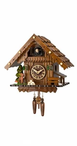 Quartz Cuckoo Clock Black forest house with music EN 405 QM NEW - Picture 1 of 1