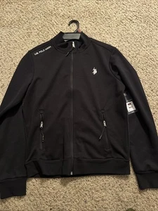 US POLO ASSN. Mens Small Black Track Jacket with Logo Full Zipper New with Tags - Picture 1 of 3