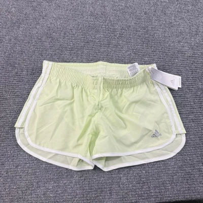 Adidas Shorts Womens Medium Almost Lime White AEROREADY Running Carrera M20 New - Image 1 of 4