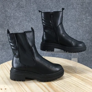A New Day Botas Mujer 7 Chelsea Negras Pull On Media Pantorrilla Gruesas Suela Informal - Imagen 1 de 18