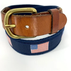 Cinturón Leather Man Ltd Azul Marino Estampado Bandera Americana Para Hombre Talla 26 Cintura - Imagen 1 de 8