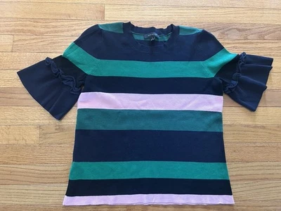 Suéter Ann Taylor Mujer Talla M Multicolor Rayas Manga Corta Volantes Foto 1 de 4