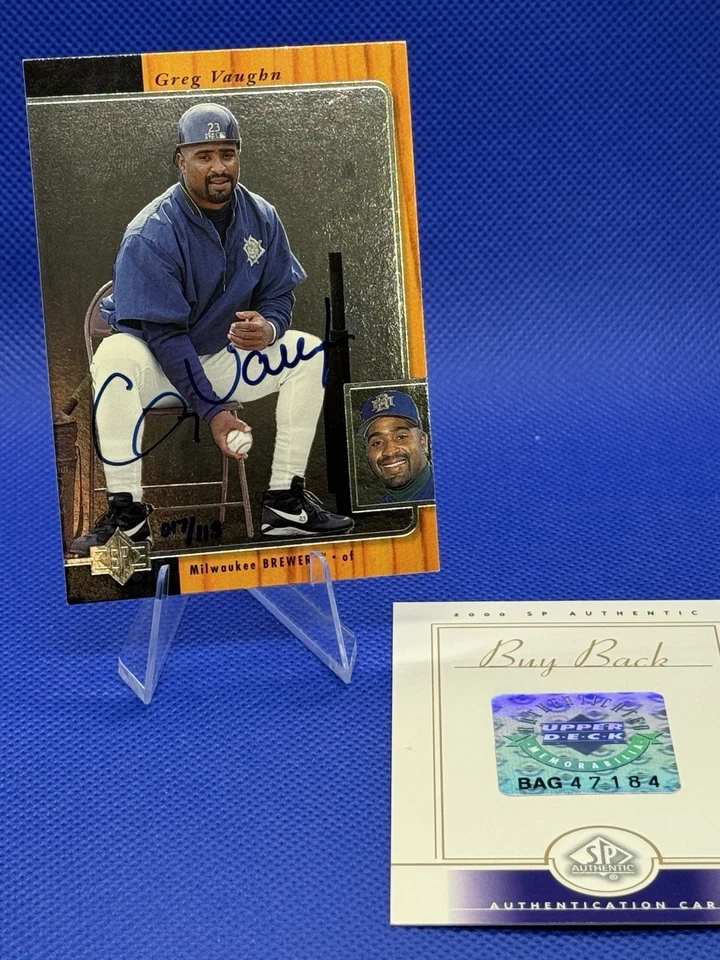 2000 Upper Deck SP Authentic GREG VAUGHN Buyback UDA Auto /113 - Includes COA - Image 1 of 4