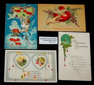 ANTIQUE Postcards Lot of 4 Over 110 Years Old Lot#121 Valentine's Day - Picture 1 of 2