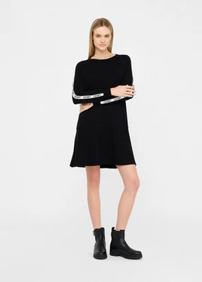 TF5288 ABITO DONNA LIU JO ABITINO IN MAGLIA VESTITO SPORTIVO CON LOGO DRESS NERO - Immagine 1 di 4