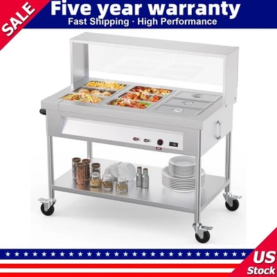 72QT Commercial Food Warmer 9x8QT Electric Steam Table 9-Pans W/Acrylic Shield - Image 1 of 4