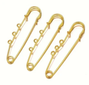 Lot 2 épingles broches métal doré/support à décorer 70 mm - Picture 1 of 1