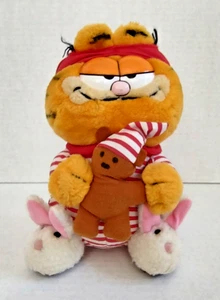Vintage Garfield Cat in Pajamas Plush Toy With Pookie Bear Stuffed 9" Dakin 1981 - Picture 1 of 11