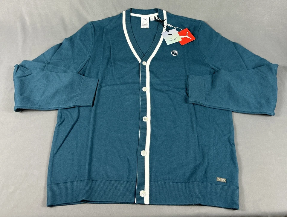 Suéter Cárdigan Puma Golf Arnold Palmer Logo Grande Azul Legión Nuevo con Etiquetas Precio de venta sugerido por el fabricante 140 USD Foto 1 de 4