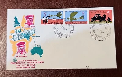 1969 Australia FDC First England Australia Flight 1919 RUSSELL STREET POSTMARK - Image 1 of 2
