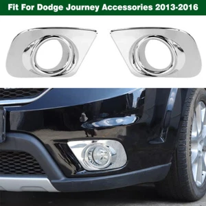Pair Chrome Front Bumper Fog Light Cover Decore Trim For Dodge Journey 2013-2016 - Bild 1 von 12