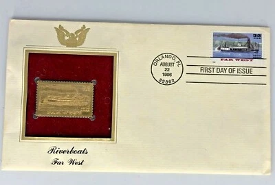 Riverboats Far West Gold Replica US Stamp Cover First Day Of Issue 8/22/1996 - Image 1 of 4