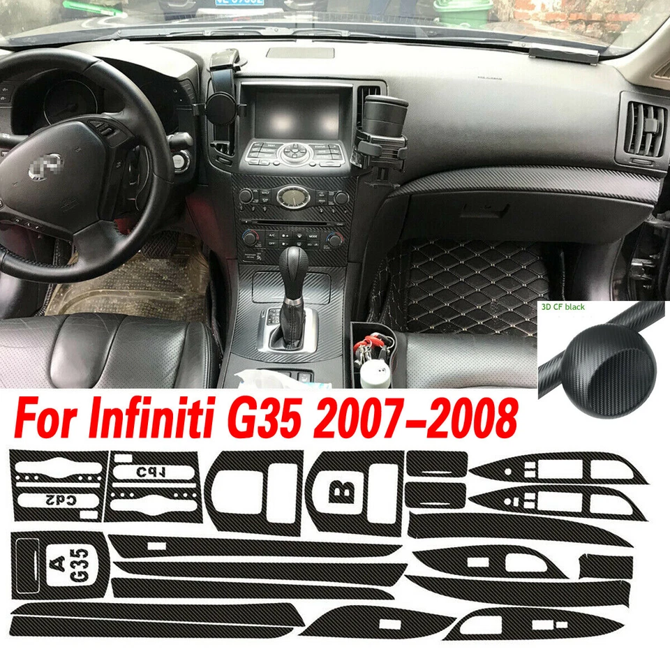 For Infiniti G35 2007-2008 3D Carbon Fiber Pattern Interior DIY Trim Decals Foto 1 de 4