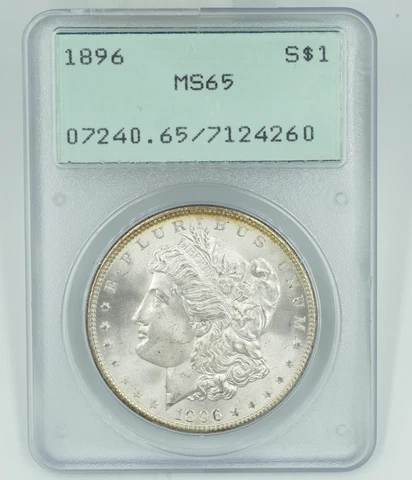 1896 PCGS MS65 Morgan Silver Dollar Rattler Holder PQ Coin Cover