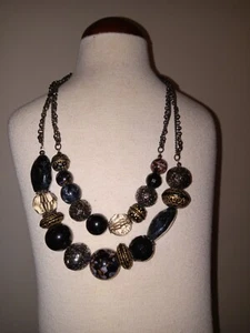 Collana KR dichiarazione perle grosse oro nero argento - Foto 1 di 5