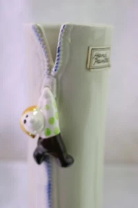 Fitz & Floyd 5 " Vase ZIP UP Guy Sliding Down Holding onto Zipper 1975 MINTY! - Picture 1 of 8