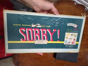 Vintage Early Sorry! Game 1950s Parker Brothers USA Boxed W/ Board Pieces Cards - Picture 1 of 4