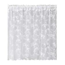 Rod Pocket Lace Sheer Half Curtain White Mesh Room Divider 36 Inch Long Embroide