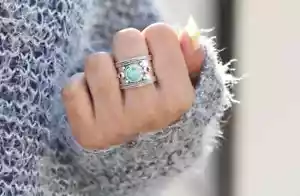 Turquoise Ring 925 Sterling Silver Band &Statement Handmade ring All size-m-56 - Picture 1 of 12