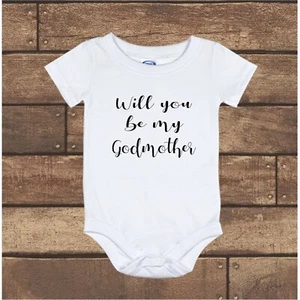 Will you be my Godmother Pregnancy Announcement Gerber Baby Onesie  - Picture 1 of 3