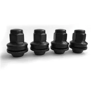 GENUINE JAGUAR BLACK WHEEL NUTS M12X1.50 FLAT SEATED X 4 - F-TYPE - Picture 1 of 2