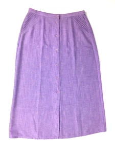 Stitches Skirt Lilac Purple Size 14 Straight Long Button Front Business Vintage - Picture 1 of 10