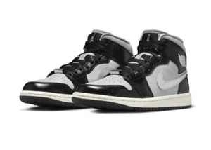 Wmns Nike Air Jordan Retro 1 Mid SE Black Grey Silver FB9892-002 Sz 8.5  - Picture 1 of 6