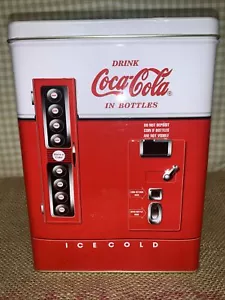 Coca Cola Tin Can Drinks In Bottles Red Ice Cold Vending Machine 8 1/4” Tall Tin - Picture 1 of 7