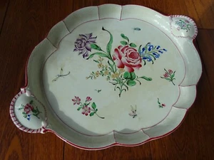 LUNEVILLE ANCIEN GRAND PLAT A OREILLES MODELE REVERBERE INSECTES FAIENCE 43,5 cm - Picture 1 of 12