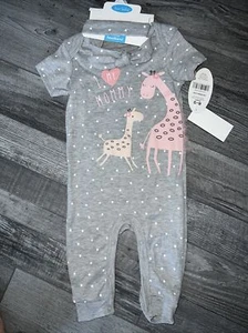 NWT NEW Bon Bebe girls 6-9 months pretty giraffe coverall jumpsuit and bow - Picture 1 of 3