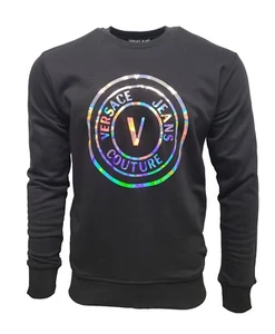 Versace Jeans Couture Sweatshirt Jumper Black Shiny Mens Size Medium Large XXL - Picture 1 of 5
