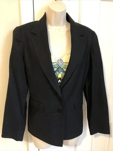 Ann Klein Career Blazer Size S Black Stretch Linen/Blend Fully Lined New W Tags - Picture 1 of 20