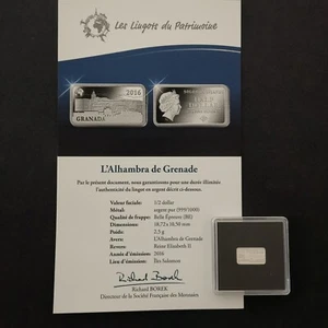 LINGOT 2.5g ARGENT 999‰ BE / L HALHAMBRA DE GRENADE HALF DOLLAR 2016 SALOMON ISL - Picture 1 of 3
